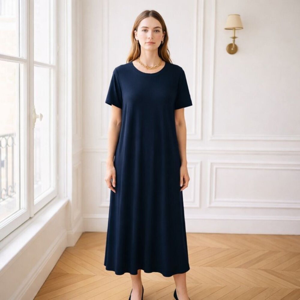 Foil Subtle Statements Bubble Dress Nwt Dark Navy Blue
